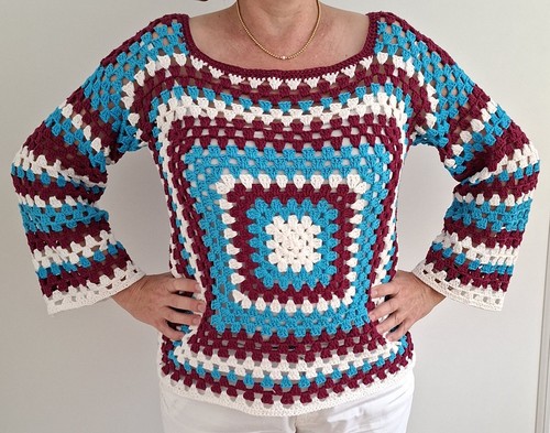 Häkelpulli aus grannys gr - aus, 2