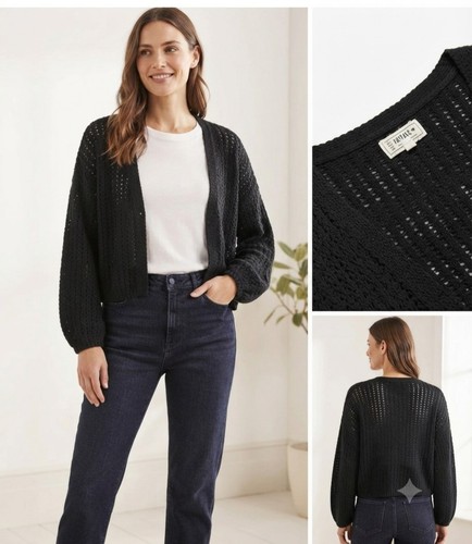 Schwarze kurze strickjacke - schwarze, von