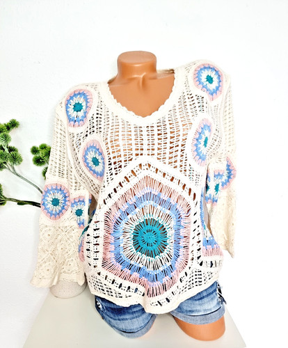 Damen boho sommer häkel - damen, pulli